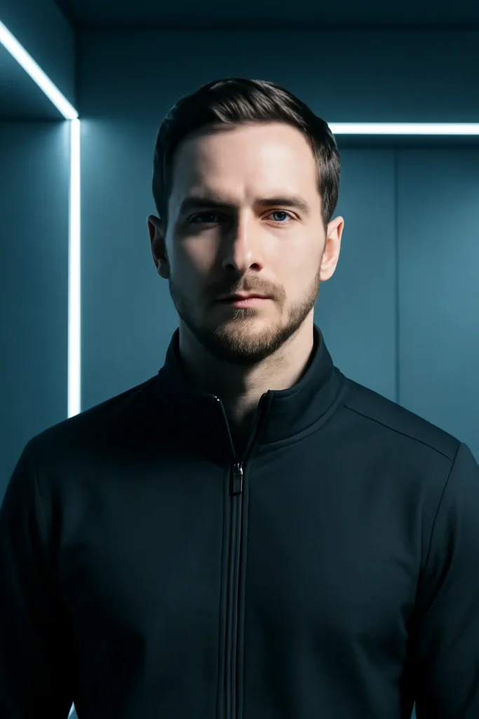 Clean futuristic tech aesthetic, confident and trustworthy mood,
